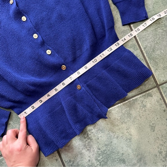 VTG 80s Purple/Blue  Chunky Knit Peplum Sweater Cardigan Top
Good condition - Picture 5 of 6